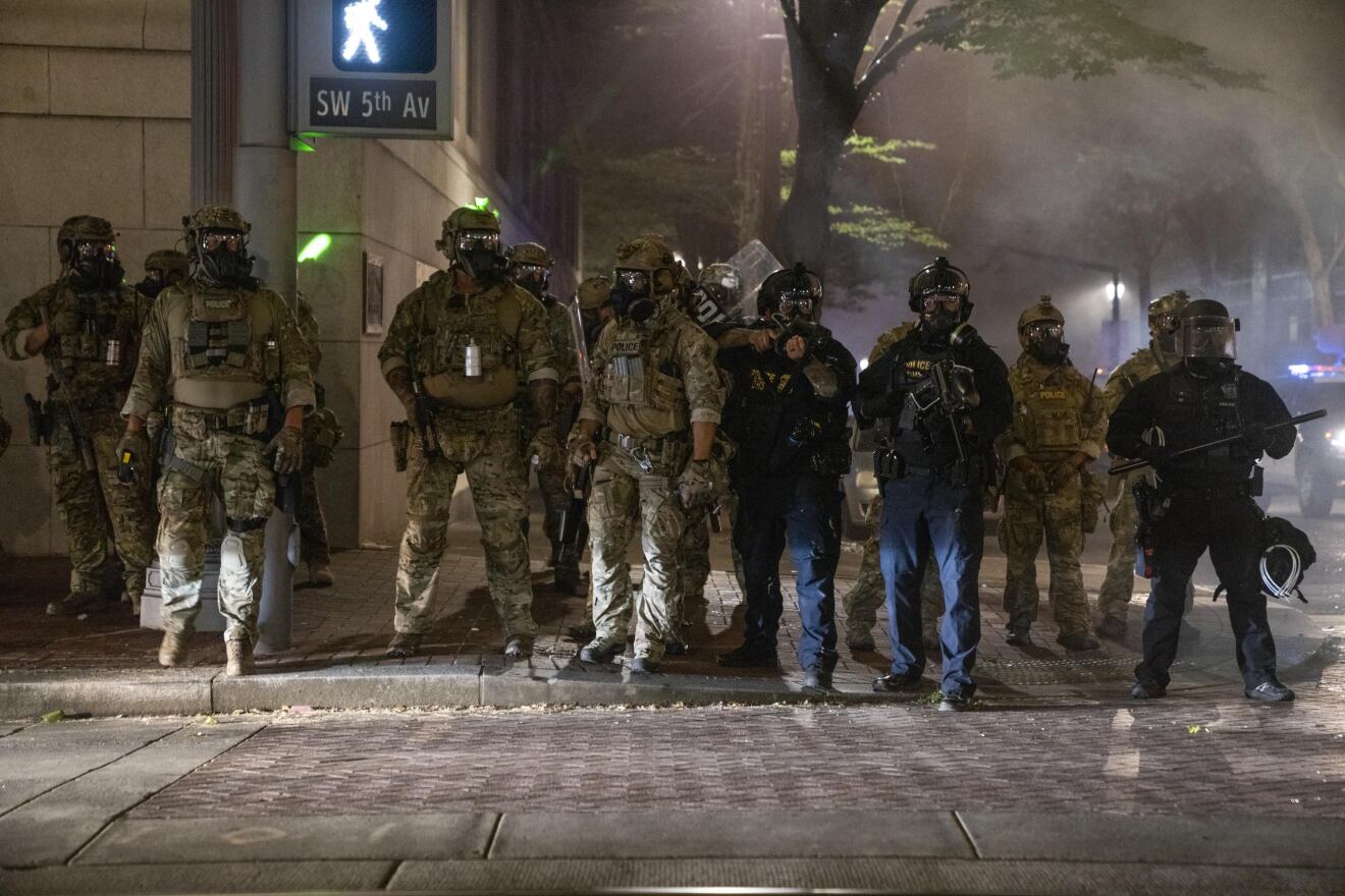 Federal law enforcement officers, along with PPB, dispersed hundreds of protesters from the Justice Center and federal courthouse on the 4th of July during protests against systemic racism and police violence. Protesters ate food, danced, burned American flags and set off fireworks before Portland police and federal law enforcement used tear gas and impact munitions to disperse the crowd.